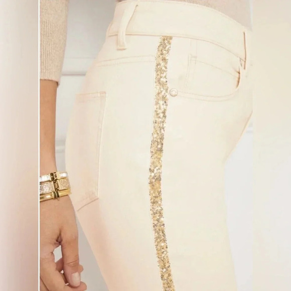 Talbots Straight Leg Jeans Sequin Stripe NWT - 16P. L - Picture 3 of 7